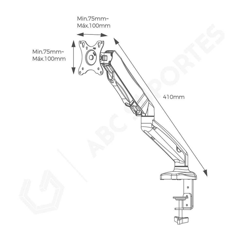 Imagem 5 de 5 do produto Suporte Articulado De Mesa Com Pistão A Gás, Ajuste De Altura Para Monitores De 14 À 32 Polegadas - Aquário Sim-2000 Co