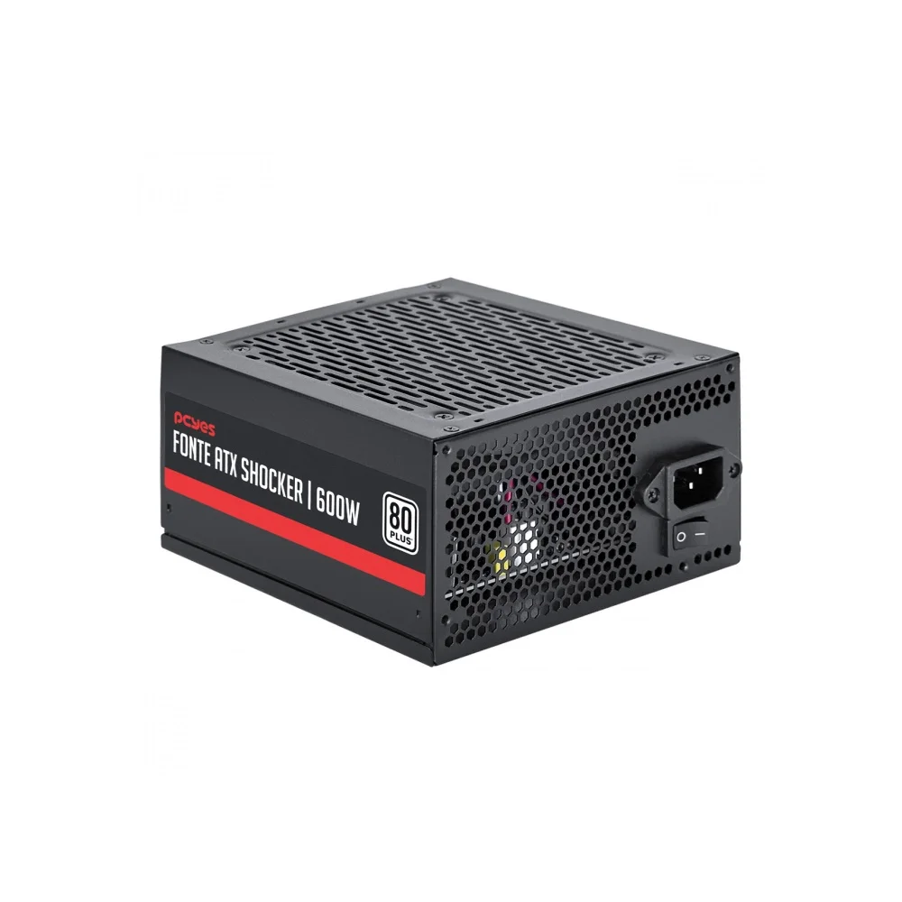 Imagem 2 de 5 do produto Fonte De Alimentação Pcyes Schocker 600w, 80 Plus, White Pfc Ativo C/cabo