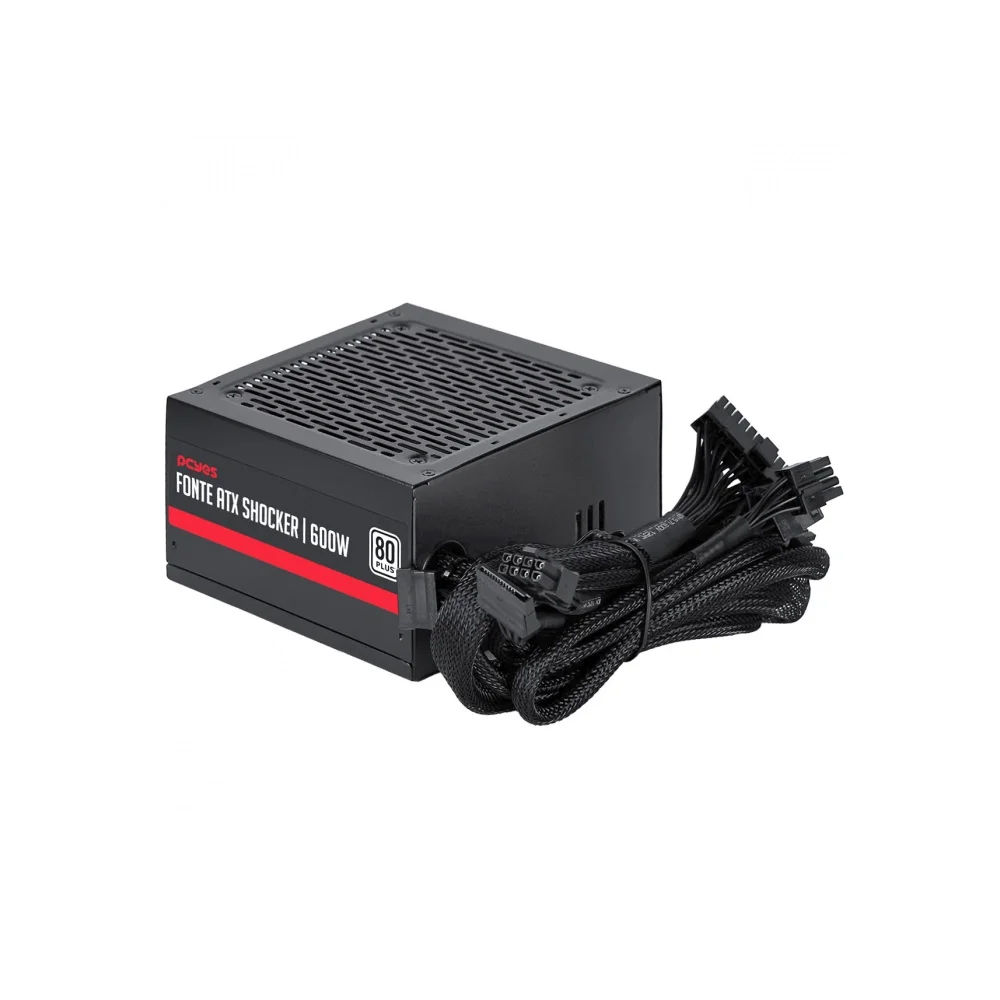 Imagem 4 de 5 do produto Fonte De Alimentação Pcyes Schocker 600w, 80 Plus, White Pfc Ativo C/cabo