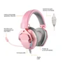 Headset Gamer Foxy Bright 7.1 RGB ,Rosa, Cinza