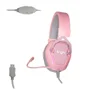 Headset Gamer Foxy Bright 7.1 RGB ,Rosa, Cinza