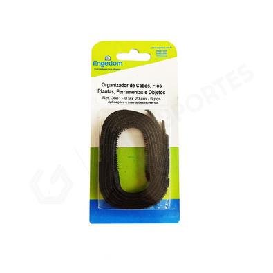Organizador De Cabos 0,9 X 20 Cm, Preto - Engedom 3681