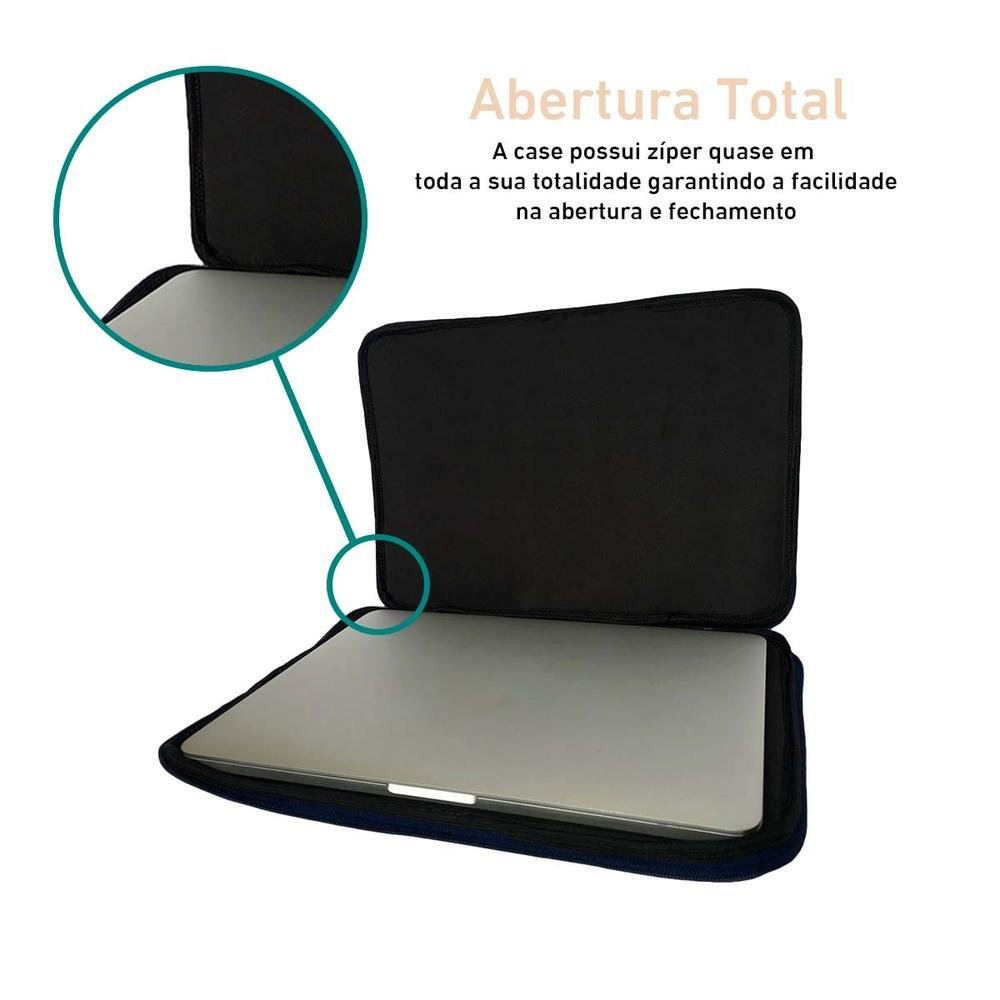 Capa Case Notebook Com Bolso, Slim, Prática Reforçada, Ziper Duplo, Preto - 13 Polegadas Capa Case Notebook Com Bolso, Slim, Prática Reforçada, Ziper Duplo, Preto - 13 Polegadas