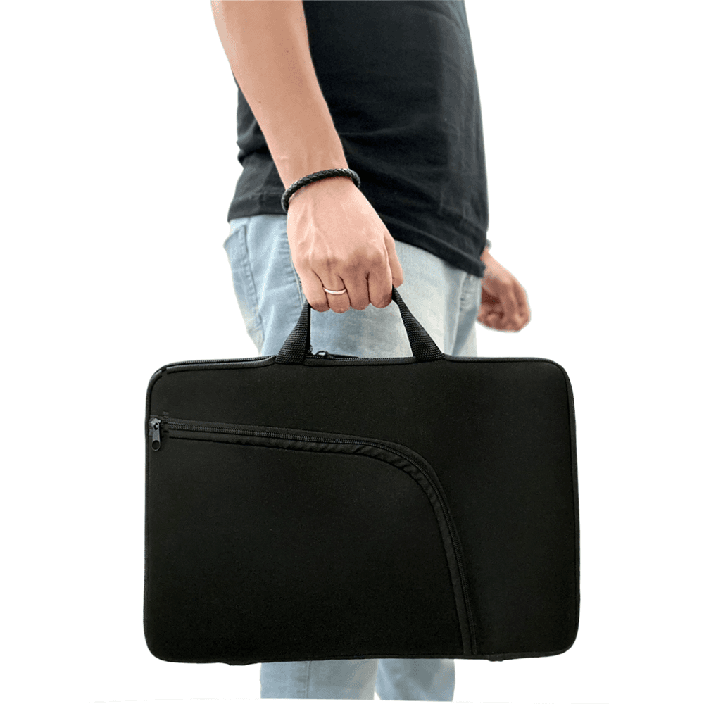 Capa Case Notebook Com Bolso, Slim, Prática Reforçada, Ziper Duplo, Preto - 12 Polegadas Capa Case Notebook Com Bolso, Slim, Prática Reforçada, Ziper Duplo, Preto - 12 Polegadas