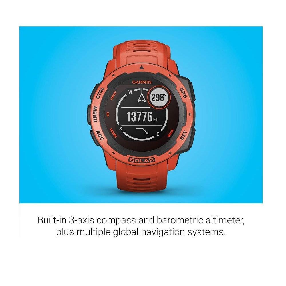 Smartwatch Garmin Instinct Solar Flame Red KaBuM
