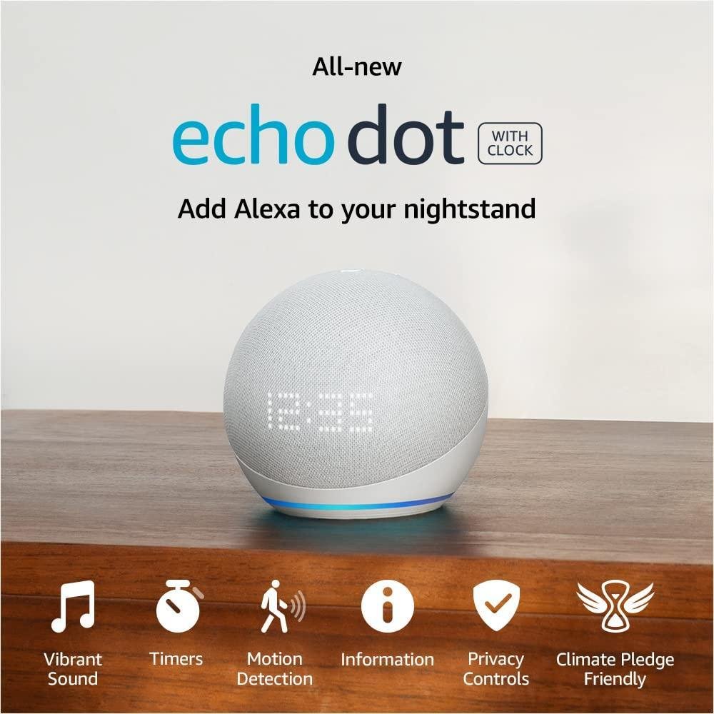 Echo Dot 5 geraço Com Relógio Alexa KaBuM