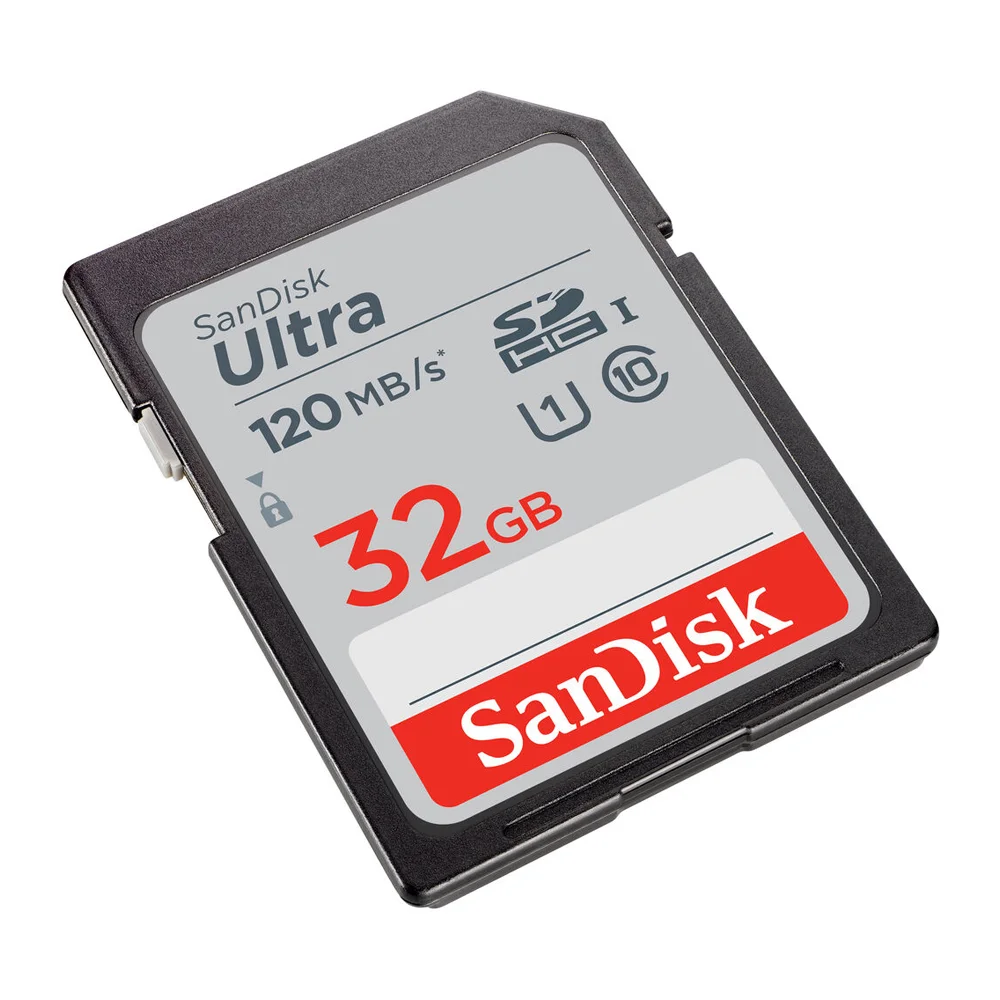 Cartão De Memória Sd Sandisk, 32GB, Ultra 120mbs Classe C10 Cartão De Memória Sd Sandisk, 32GB, Ultra 120mbs Classe C10