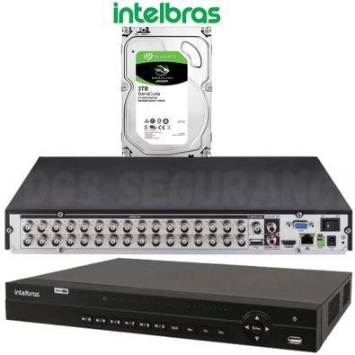 Gravador De Vídeo Intelbras Mhdx 1232, 32 Canais + HD 3TB - Para Câmeras De Segurança