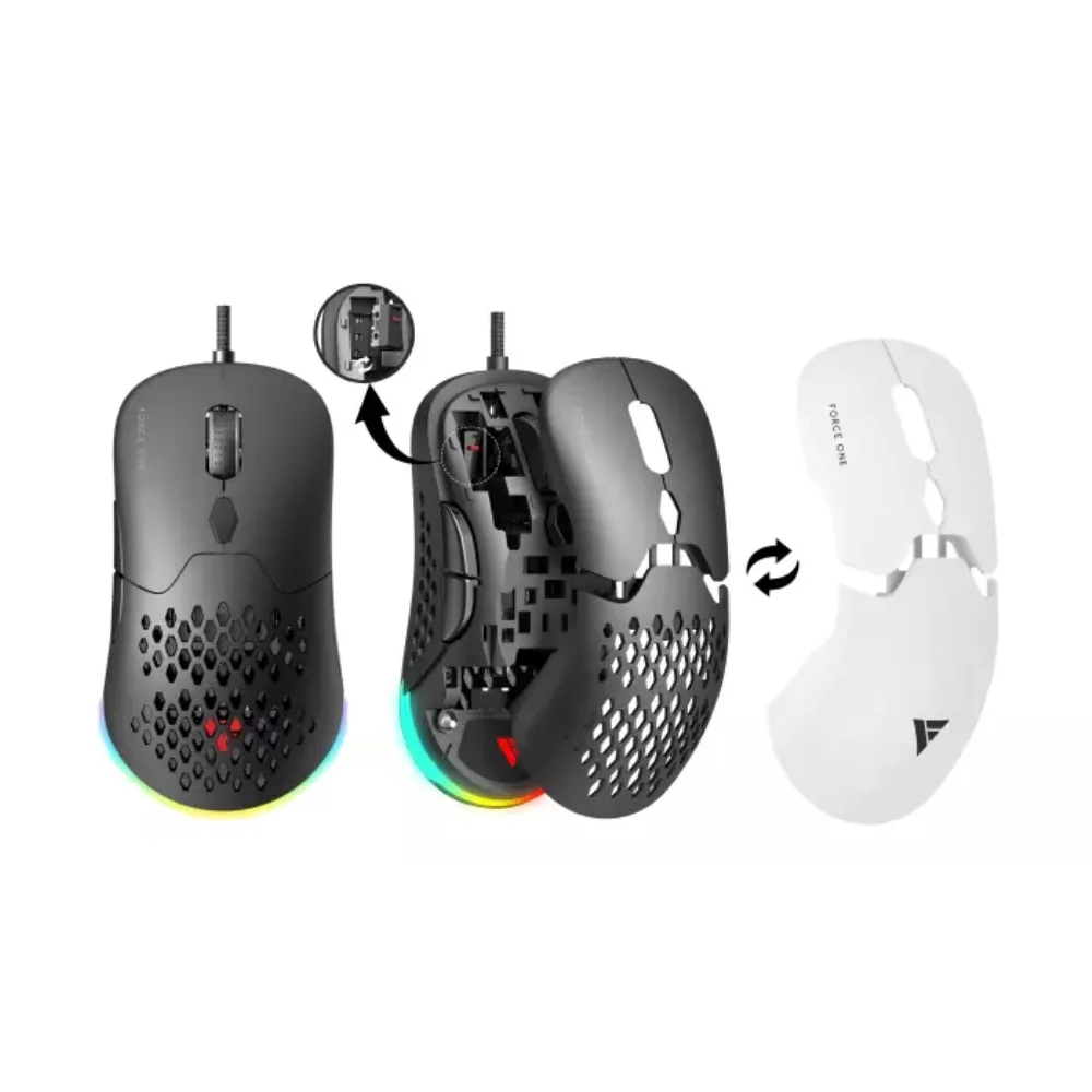 Imagem 3 de 5 do produto Mouse Force One Lynx, 19.000 DPI, RGB, Wireless