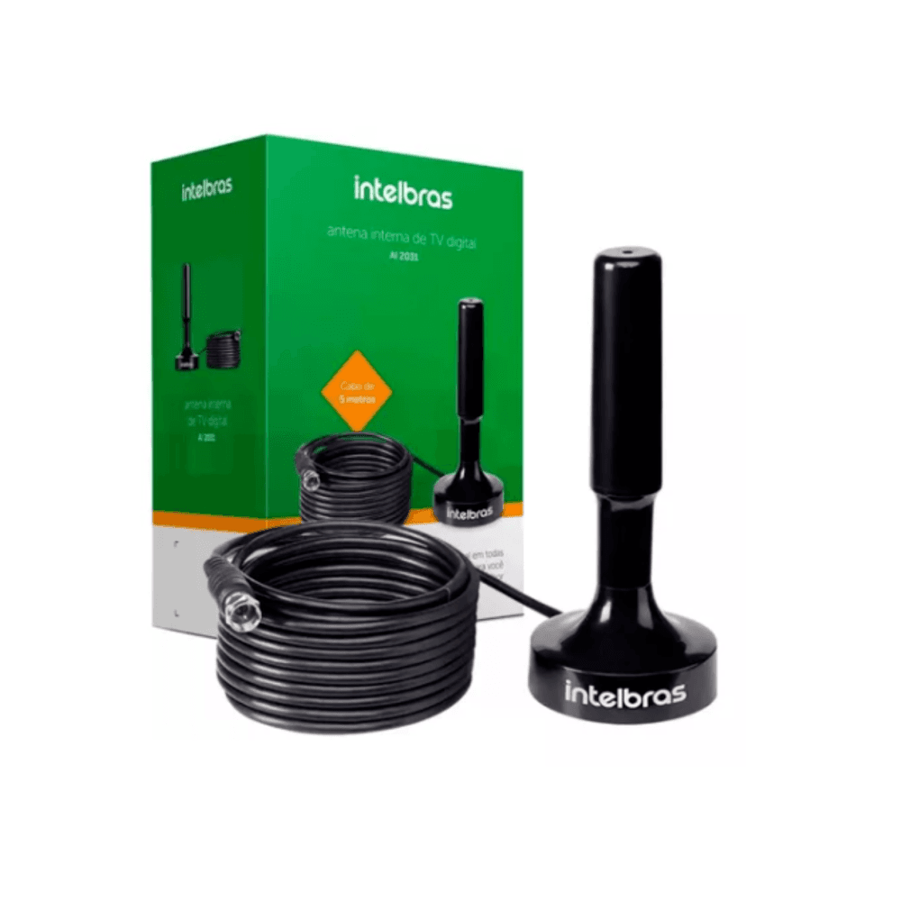 Antena De TV Interna Intelbras Ai 2031, Uhf/hdtv, 4k, Cabo 5m Antena De TV Interna Intelbras Ai 2031, Uhf/hdtv, 4k, Cabo 5m