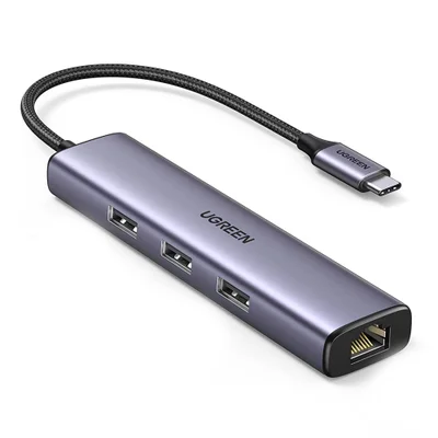 Adaptador Ugreen 60600, Ethernet USB-c, Com 3 Portas, USB 3.0