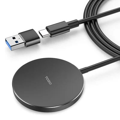 Carregador Tozo W6, Sem Fio, Potência Máx. 15w, Preto