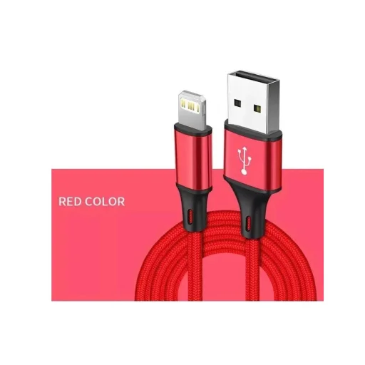 Imagem 5 de 5 do produto Cabo USB Nohon Compatível Phone 5, 6, 7, 8 Plus, S, X, Xr, Xs, 11 pro, Ipad - Vermelho