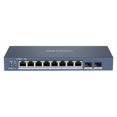 Switch Hikvision 8 Portas Gigabit, Poe 2 Portas, Uplink 802.3 AF/AT - Ds-3e1510p-Si