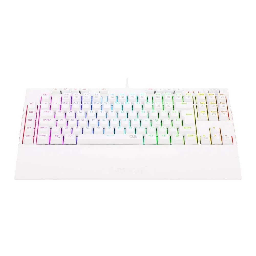 Imagem 3 de 5 do produto Teclado Óptico Mecânico Redragon Broadsword Pro, RGB, Switch Azul, ABNT2, Branco