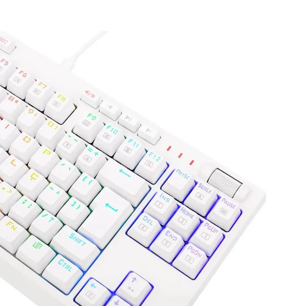 Imagem 5 de 5 do produto Teclado Óptico Mecânico Redragon Broadsword Pro, RGB, Switch Azul, ABNT2, Branco