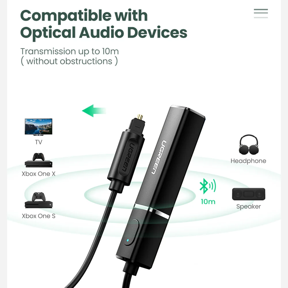 Imagem 3 de 5 do produto Adaptador Ugreen, Bluetooth, 5.0, P/ Optico - Cm150