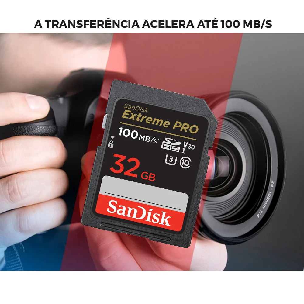 Imagem 3 de 4 do produto Cartão De Memória Sandisk Uhs-I C10, 32GB, Extreme Pro, 100MB/s