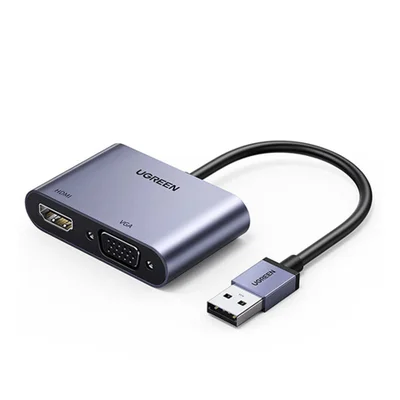 Adaptador Hub Ugreen, Conversor USB 3.0 P/hdmi E VGA, Cinza