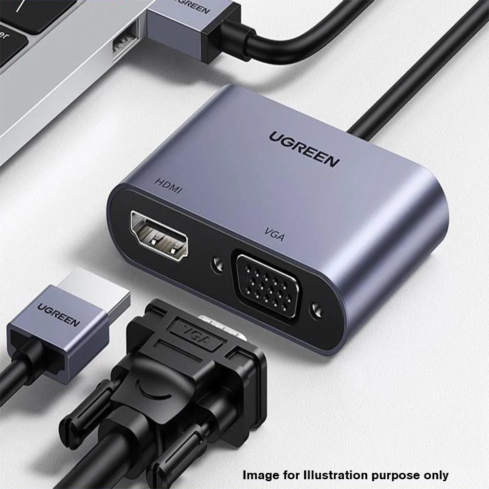 Imagem 3 de 4 do produto Adaptador Hub Ugreen, Conversor USB 3.0 P/hdmi E VGA, Cinza