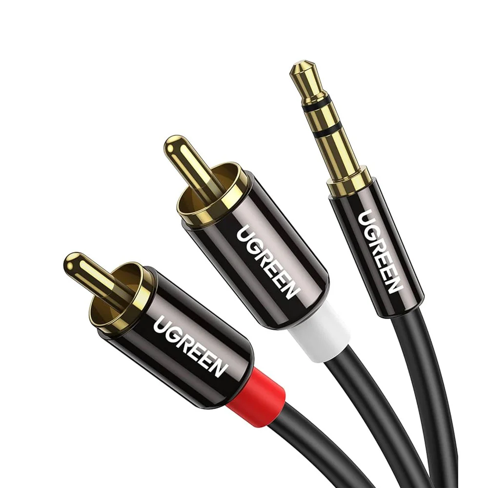 Imagem 2 de 4 do produto Cabo De Áudio Ugreen 3.5mm, Para 2rca Macho/macho, 5m, Preto