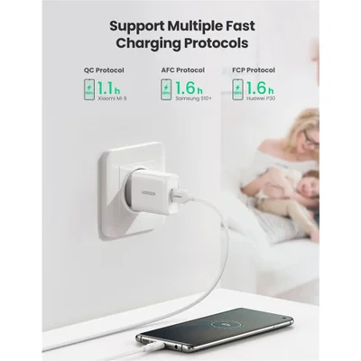 Carregador Ugreen, Porta USB A, Turbo Qc 3.0 Max, 18w, Branco — foto 2
