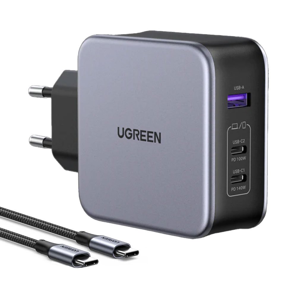 Carregador De Parede Ugreen, USB A/c 140w P/android Ios, Preto