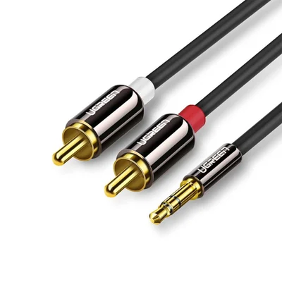 Cabo De Áudio Ugreen, 3.5mm, Para 2rca Macho/macho 2m, Preto