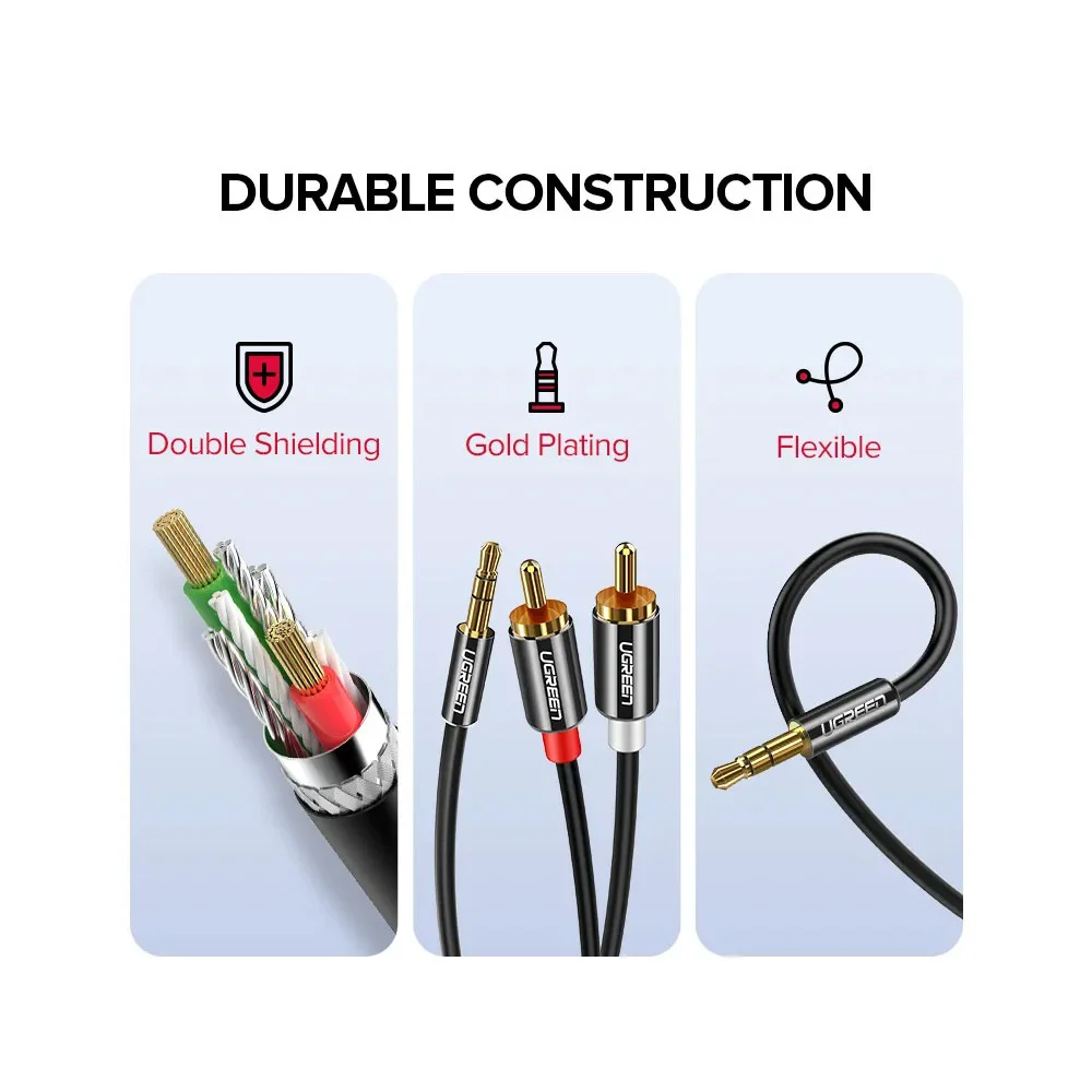Imagem 4 de 4 do produto Cabo De Áudio Ugreen, 3.5mm, Para 2rca Macho/macho 2m, Preto