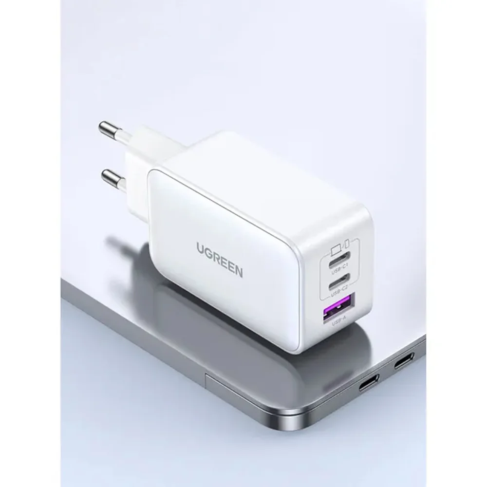Imagem 3 de 4 do produto Carregador Rápido Pd Gan Ugreen Nexode, 2 USB C+1 USB A 65w