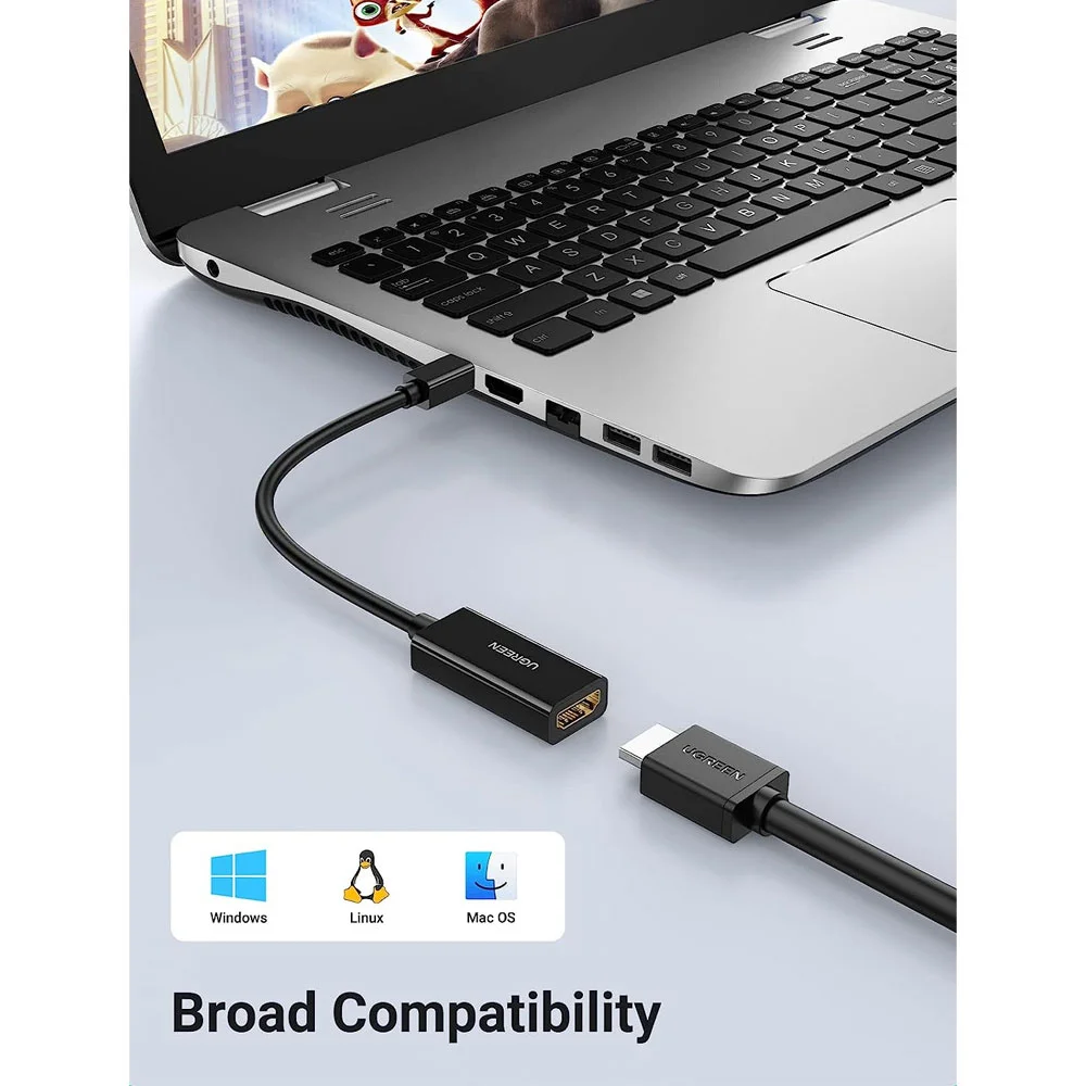 Imagem 2 de 4 do produto Adaptador Ugreen Mini Displayport, Macho P/ HDMI Fêmea, Preto