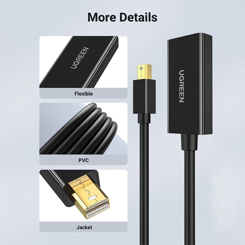 Imagem 4 de 4 do produto Adaptador Ugreen Mini Displayport, Macho P/ HDMI Fêmea, Preto