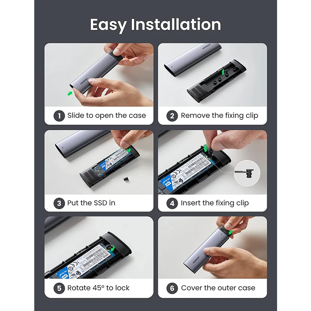 Imagem 3 de 4 do produto Case Externa Ugreen, SSD M.2 Sata, Com Cabo USB A/c 50cm