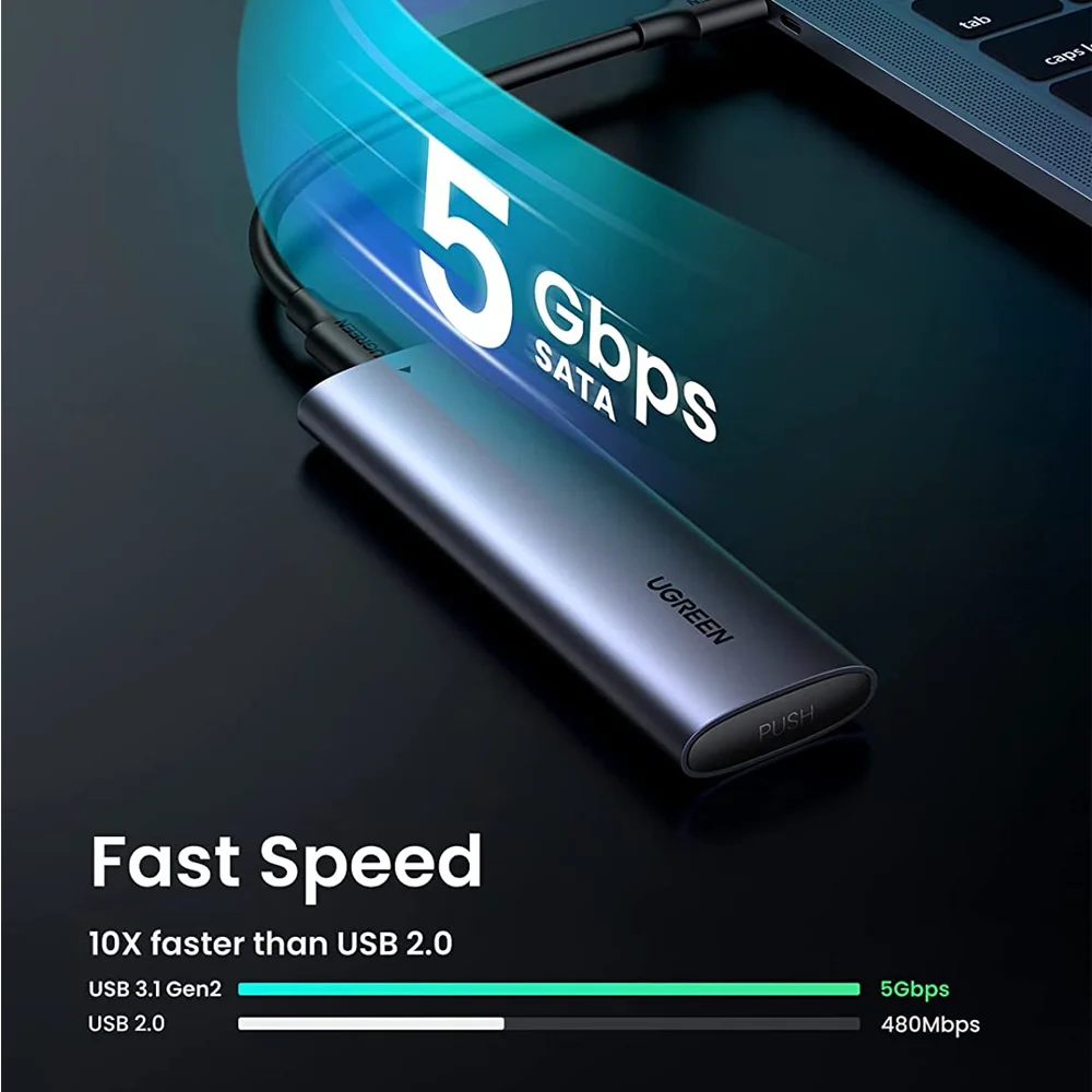 Imagem 4 de 4 do produto Case Externa Ugreen, SSD M.2 Sata, Com Cabo USB A/c 50cm
