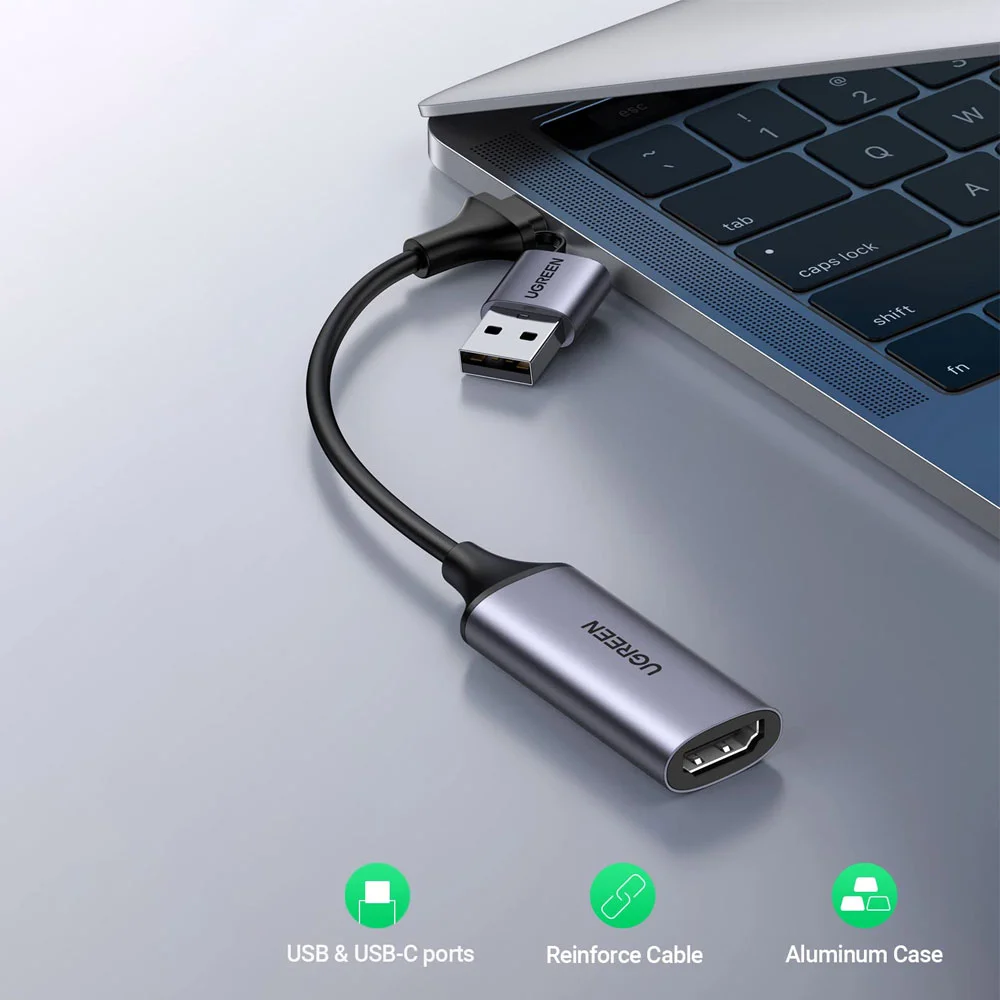 Imagem 2 de 4 do produto Adaptador De Vídeo Ugreen, HDMI Femêa Para USB A/C Macho, Preto