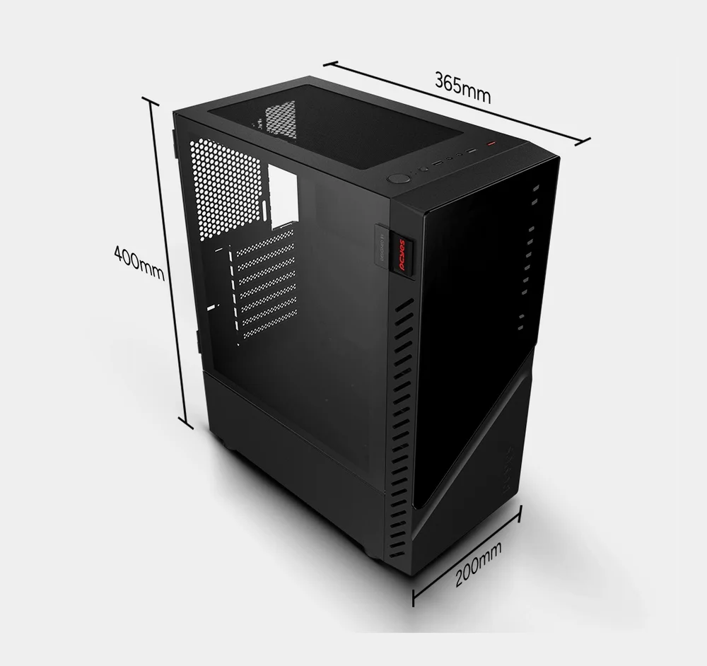 Imagem 2 de 5 do produto Gabinete Gamer Pcyes Set Black Vulcan, Lateral Em Vidro - Gsbvpbr