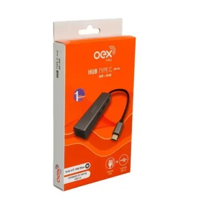 Adaptador USB, Tipo C, Com 3 Saidas USB, 3.0 E Rj45