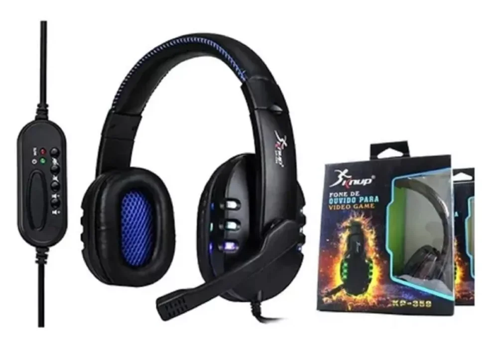 Imagem 2 de 5 do produto Fone De Ouvido Gamer Headset Knup 359, Com Fio, Conexão USB, E Controle, Preto