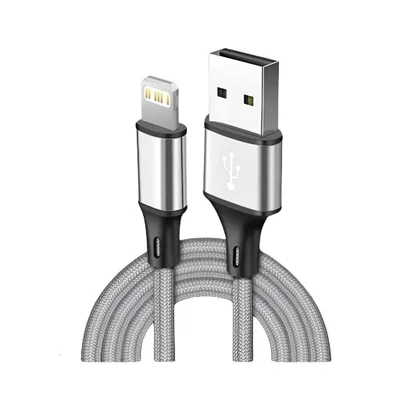Cabo USB Compatível Phone 5, 6, 7, 8 Plus, S, X, Xr, Xs 11pro, Cinza
