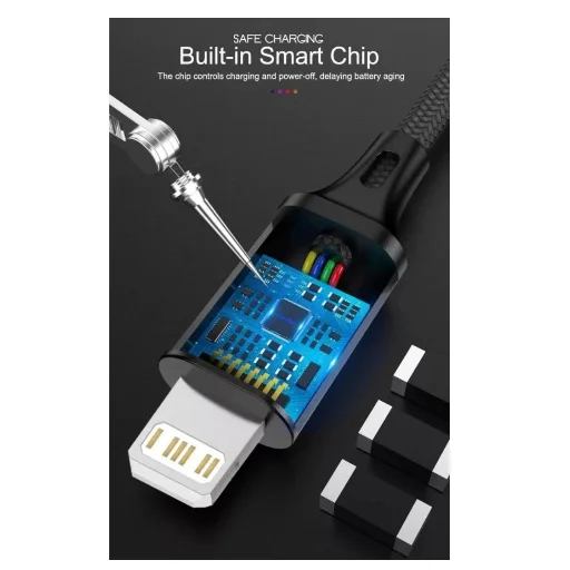 Imagem 3 de 5 do produto Cabo USB Compatível Phone 5, 6, 7, 8 Plus, S, X, Xr, Xs 11pro, Cinza