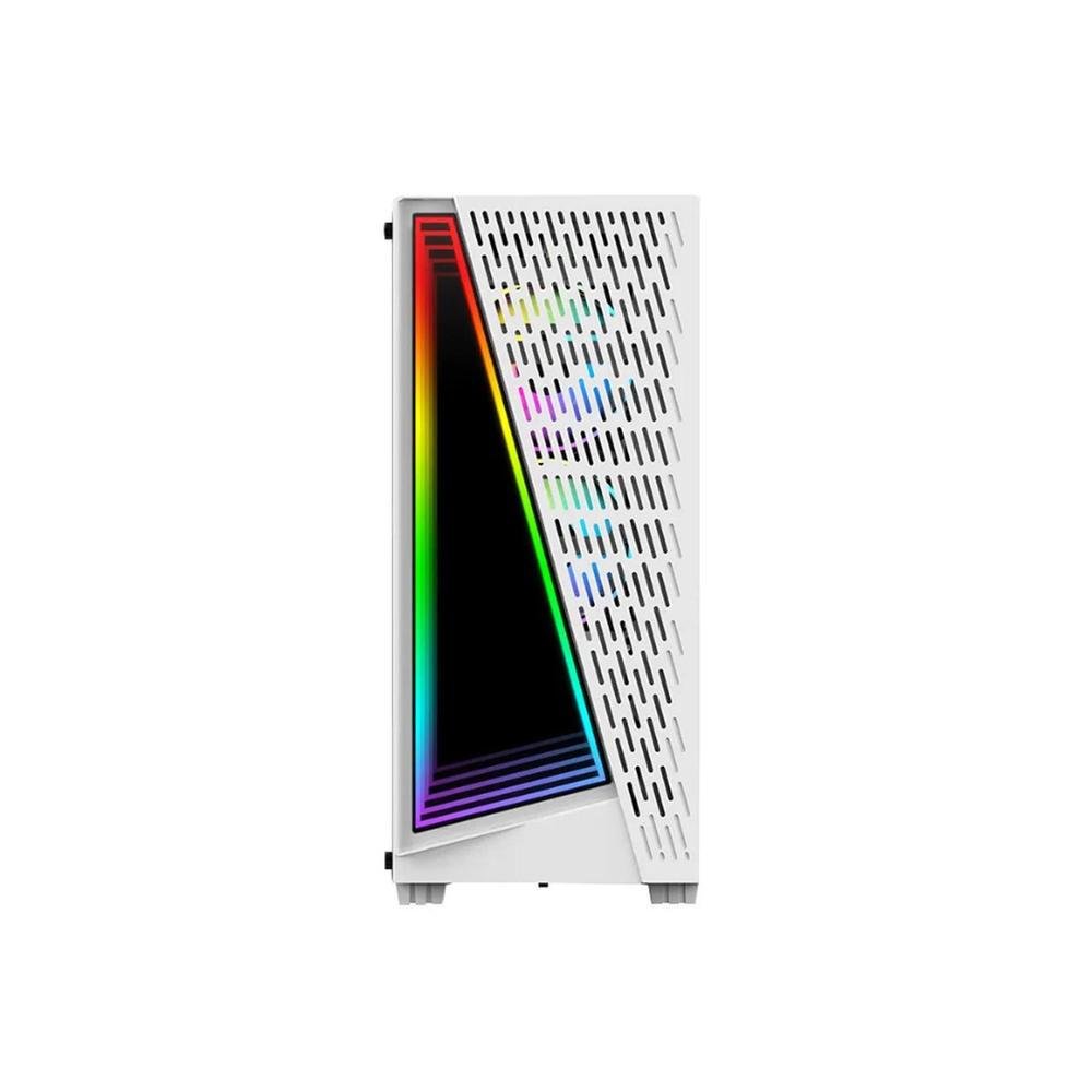 Gabinete Gamer White Neon, Mid Tower, Vidro Temperado, RGB, C/ 3 Fans