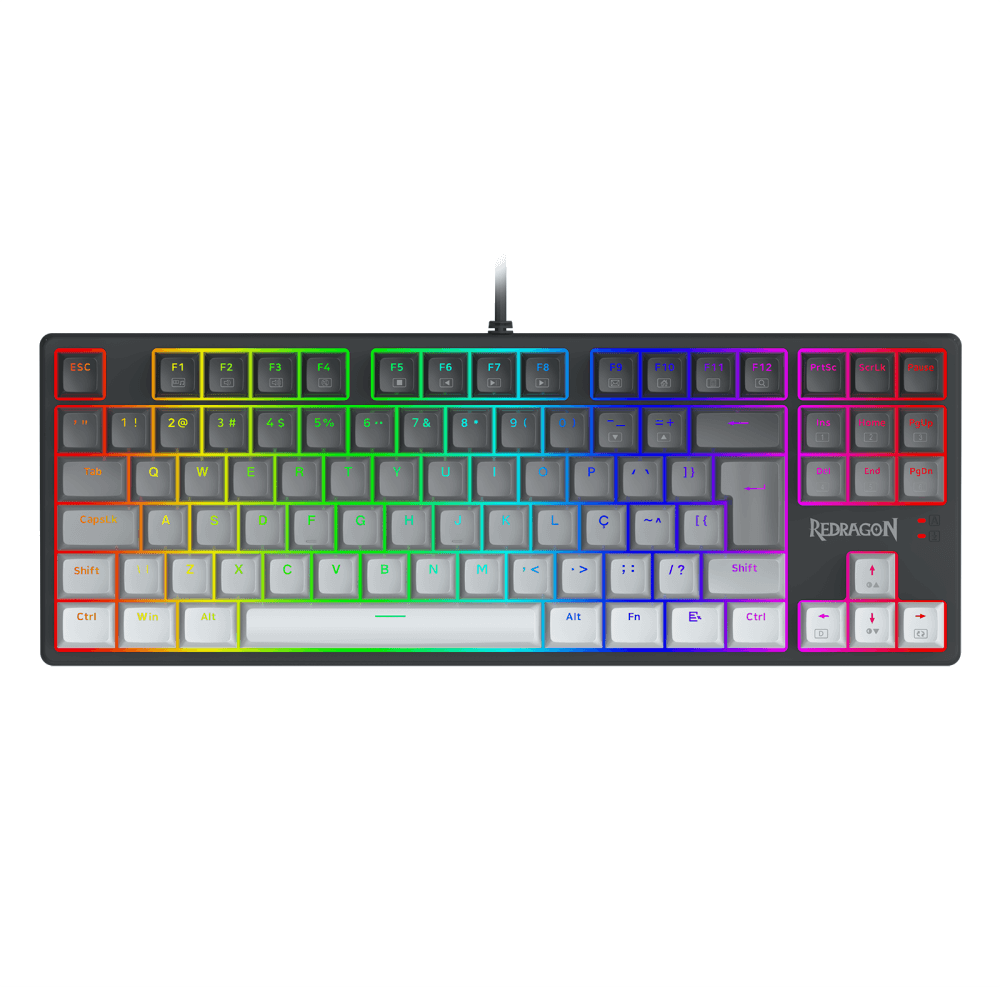 Teclado Mecanico Usb Gamer, Daksa Rgb Switch Brown Redragon, Preto E Cinza - K576gg-rgb