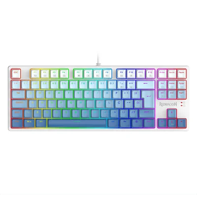 Teclado Mecanico Usb Gamer, Daksa Rgb Switch Brown Redragon, Branco E Azul - K576gb-rgb