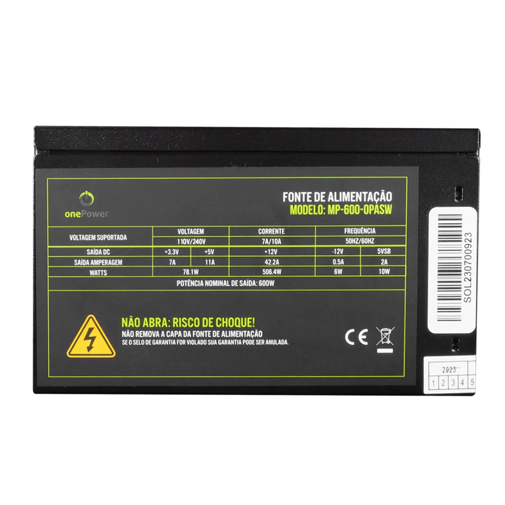 Imagem 3 de 5 do produto Fonte Onepower, ATX, 600w, Autoswitch - Mp-600-opasw