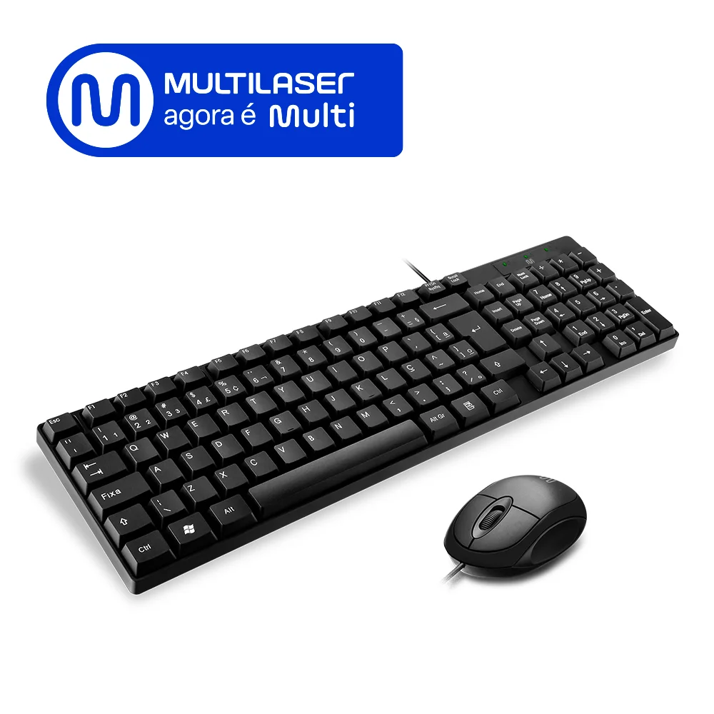 Imagem 2 de 5 do produto Kit Teclado e Mouse Com Fio CF50 Cabo De 120cm 1200dpi Multi (Multilaser) - TC309