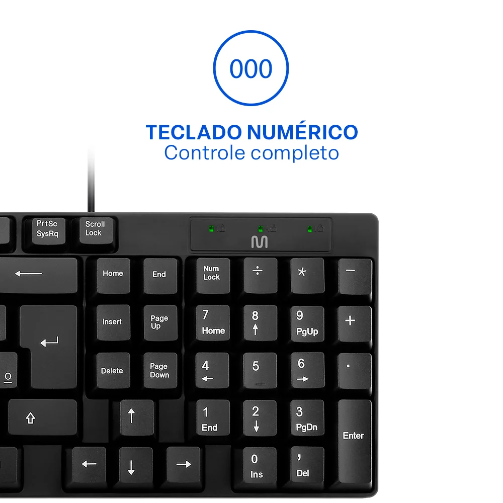 Imagem 4 de 5 do produto Kit Teclado e Mouse Com Fio CF50 Cabo De 120cm 1200dpi Multi (Multilaser) - TC309