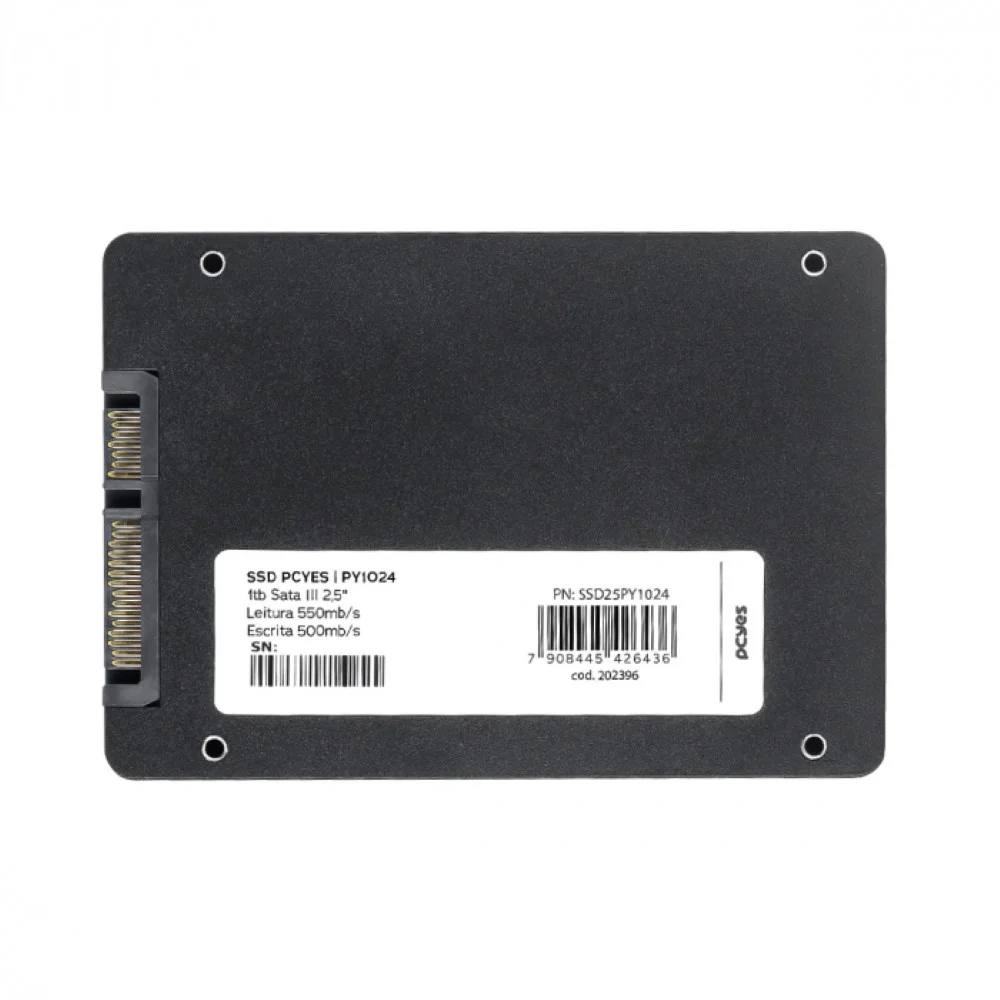 SSD 1 Tb, Pcyes, Sata Iii, Py1024, 2,5 Leitura, 550mb Gravação - SSD25py1024