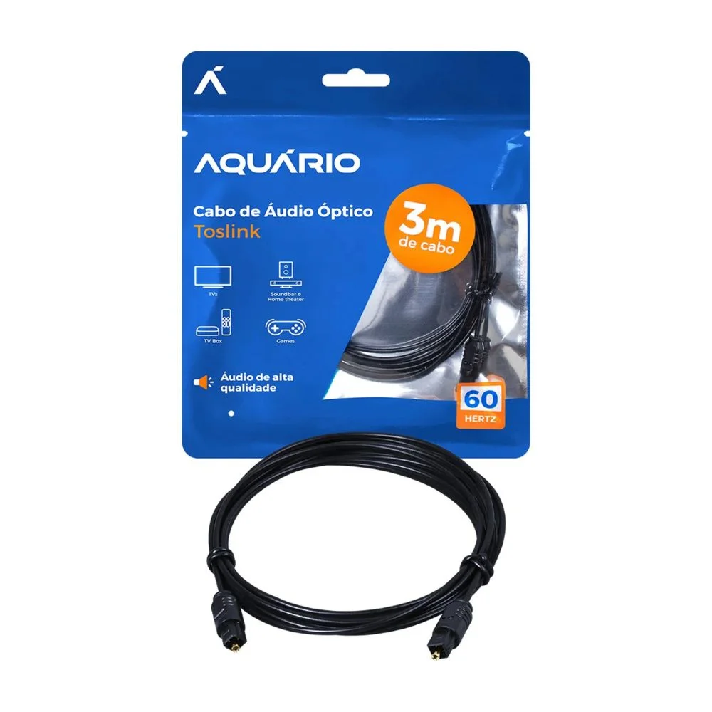 Imagem 3 de 5 do produto Cabo De Audio Optico Aquario Toslink Tsk30, 3 Metros