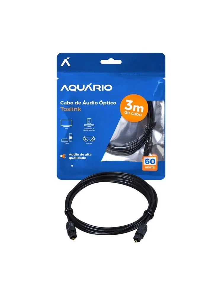 Imagem 4 de 5 do produto Cabo De Audio Optico Aquario Toslink Tsk30, 3 Metros