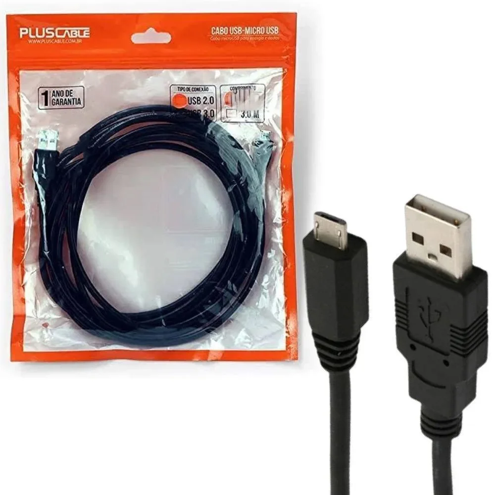Imagem 2 de 5 do produto Cabo C3Tech, USB, micro V8, 3 Metros